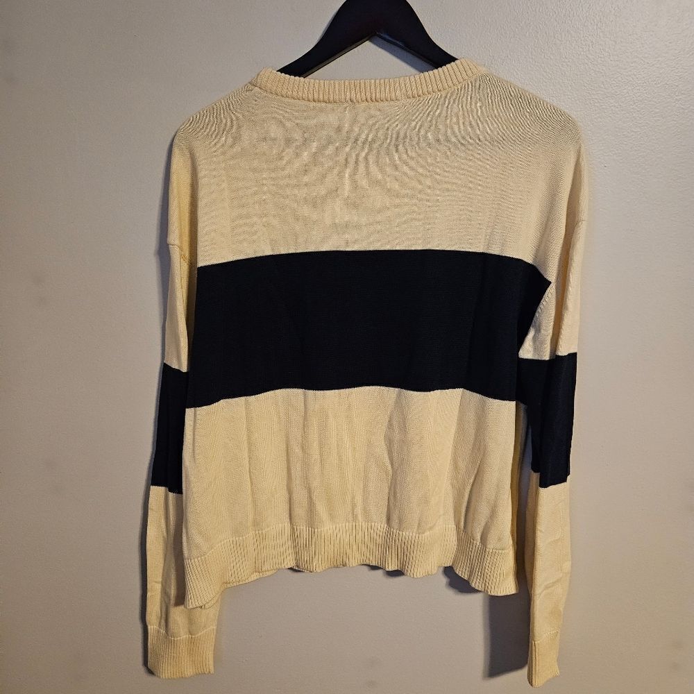 Known Supply Sweater Palmer Stripe Sun Fade Blue Stripe Organic Cotton Casual - Picture 6 of 12